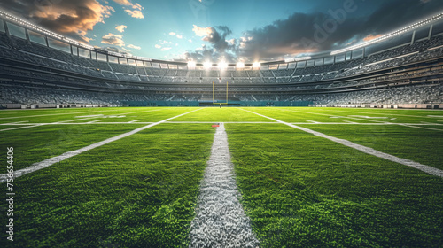 panoramic view of an outdoor American football stadium