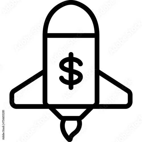 Financial Rocket Ship Icon