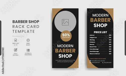 Barbershop Rack Card or Dl Flyer Roll-up Banner Template Beauty Salon Rack Card Design