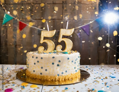 55 Geburtstag Feier, Party, Konfetti Torte 
