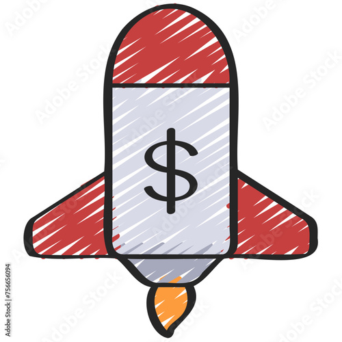 Financial Rocket Ship Icon