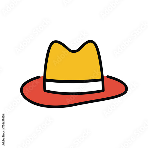 fedora hat icon with white background vector stock illustration