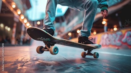 Urban Skateboarder Performing Trick at Dusk