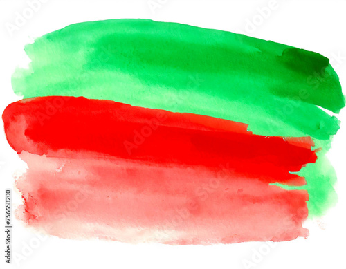 rot grüner Pinselstrich Wasserfarben isoliert auf weißen Hintergrund, Freisteller 