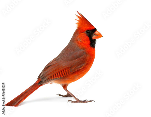 Rotkardinal Vogel isoliert auf weißen Hintergrund, Freistelle © oxie99