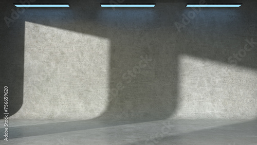 3D render. Futuristic, empty hall background with backlight with great quality.