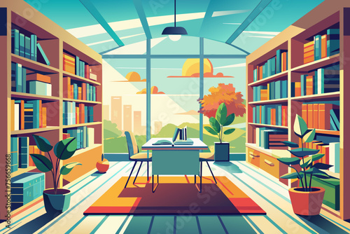 bright library study sense of space minimalist p