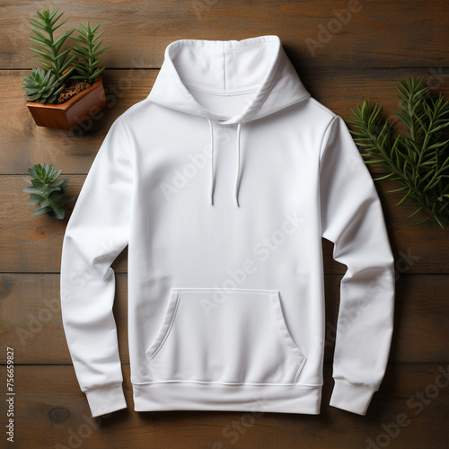 flat lay, blank white hoodie mockup сreated with Generative Ai