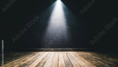 A single spotlight in a black room, great for text mockup or product display.