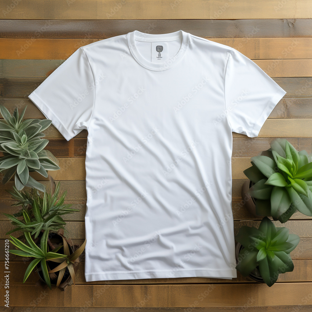 flat lay, blank white tshirt mockup сreated with Generative Ai flat lay, blank white tshirt mockup сreated with Generative Ai