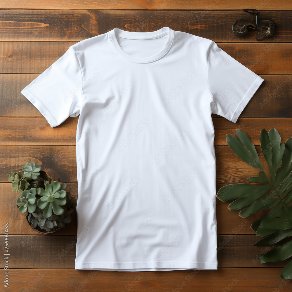 flat lay, blank white tshirt mockup сreated with Generative Ai flat lay, blank white tshirt mockup сreated with Generative Ai
