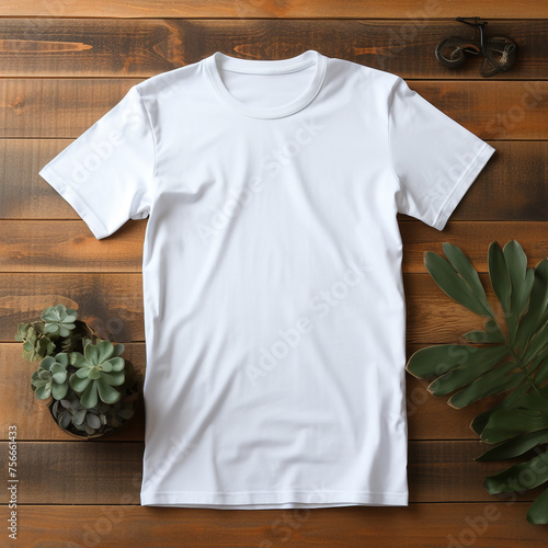 flat lay, blank white tshirt mockup сreated with Generative Ai