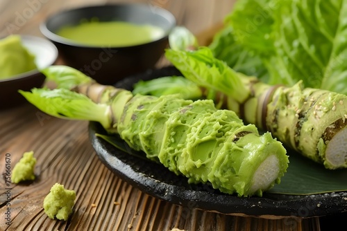 Vibrant Wasabi Horseradish - The Essence of Japanese Cuisine in Advertising Banner