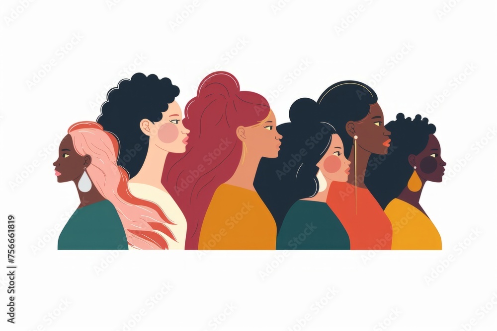 standing together in unity for International Women's Day. The design is minimalistic yet powerful Generative AI