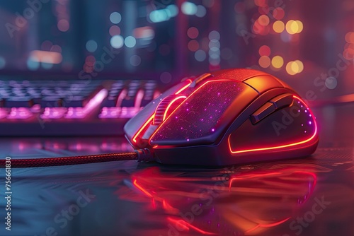 Stylized computer mouse in 3D rendering.