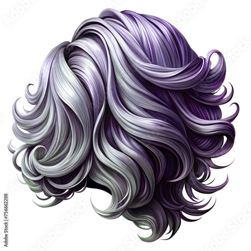 Wave hairstyle with purple and gray colors and 3D anime theme