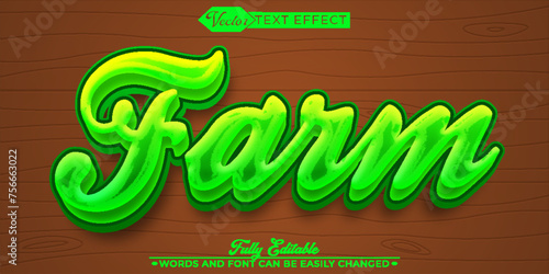 Green Farm Vector Editable Text Effect Template