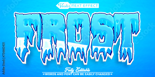 Cold Blue Frost Vector Editable Text Effect Template