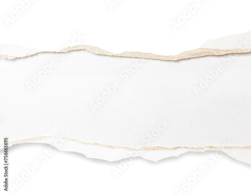 Herausgerissenes weißes Papier isoliert auf weißen Hintergrund, Freisteller 