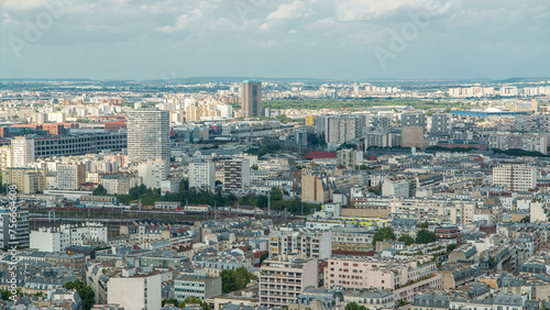 Panorama of Paris aerial timelapse, France. Top view from Montmartre viewpoint. © neiezhmakov
