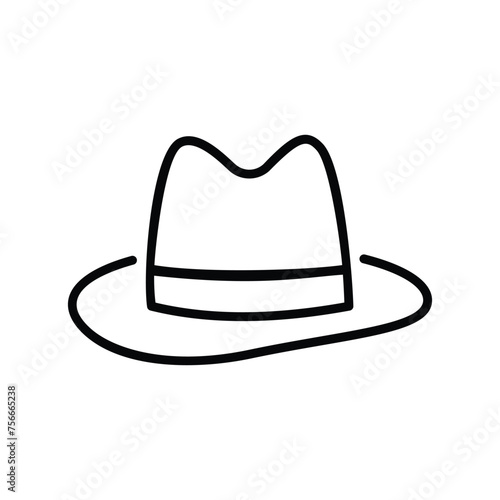 fedora hat icon with white background vector stock illustration
