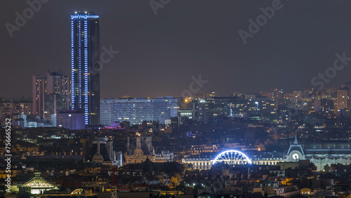 Wallpaper Mural Beautiful Paris night cityscape timelapse seen from Montmartre. Paris, France Torontodigital.ca