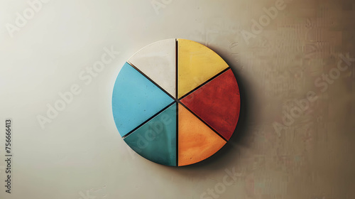 Pie charts representing diversified stock portfolios, diversification of investment or asset allocation on stock and fund and bond make investments more efficient