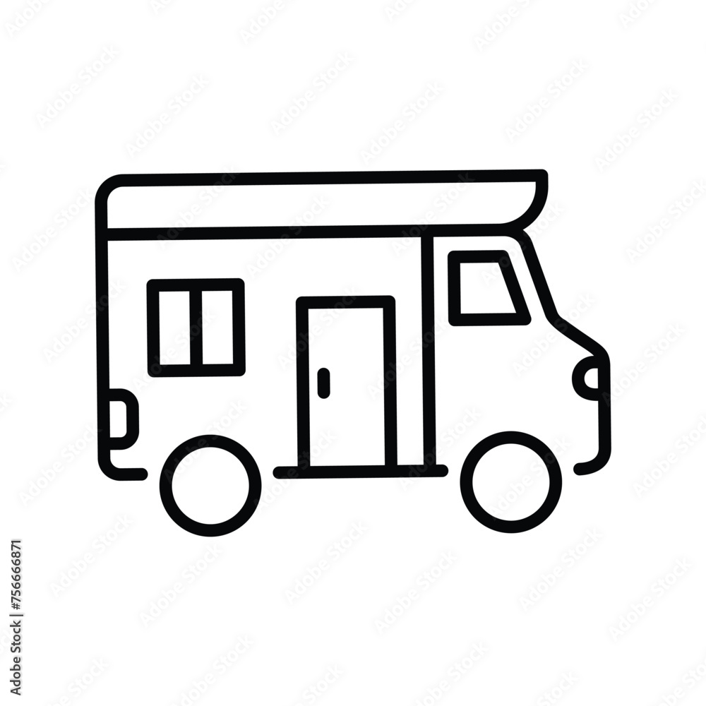 camper icon with white background vector stock illustration