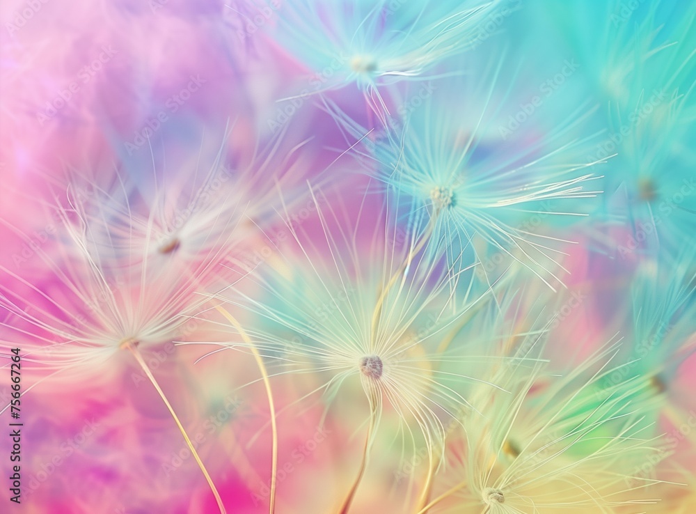 Abstract Elegance: Colorful Dandelion Seeds in Soft Focus for Artistic Background Use Abstract Elegance: Colorful Dandelion Seeds in Soft Focus for Artistic Background Use