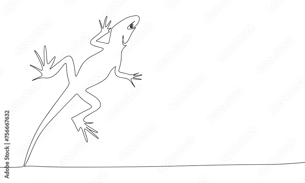 Lizard one line continuous. Line art Lizard isolated on transparent background. Hand drawn vector art.