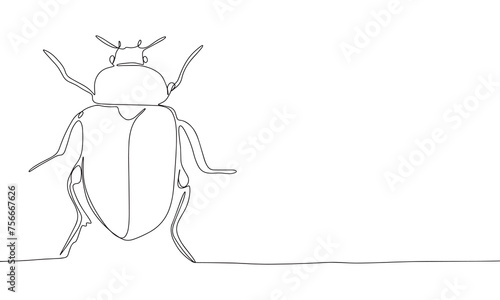 Bug one line continuous. Line art bug isolated on transparent background. Hand drawn vector art.