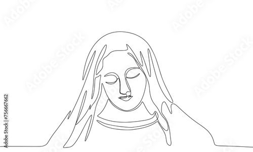 Religion sculpture one line continuous. Line art Religion sculpture isolated on transparent background. Hand drawn vector art.