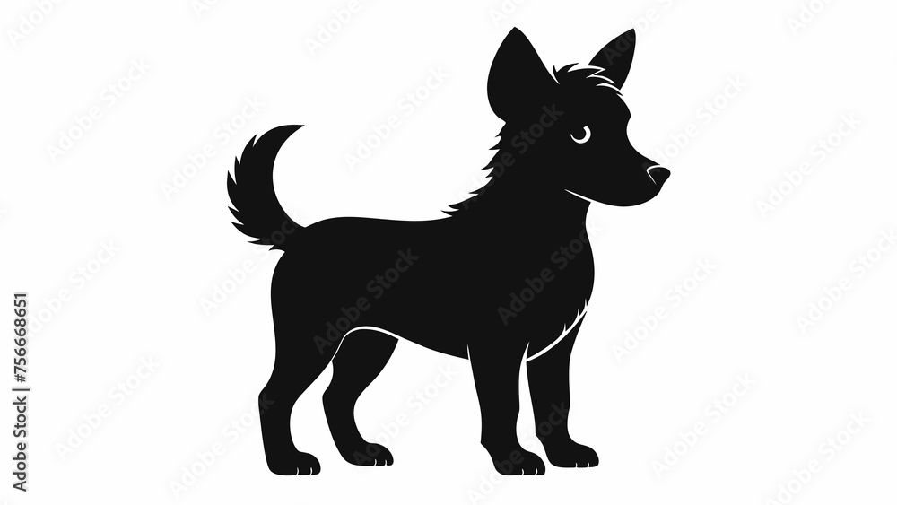 baby dog silhouette on white background