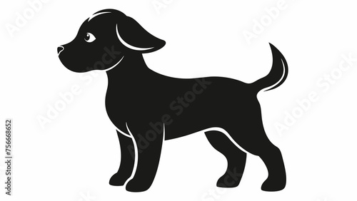 baby dog silhouette on white background