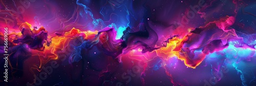 Colorful abstract cosmic energy flow - Vibrant abstract illustration depicting dynamic, colorful flow, resembling cosmic energy or a nebula photo