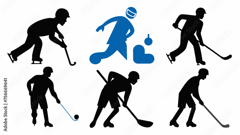 Fototapeta premium set of hockey ice icon vector illustration