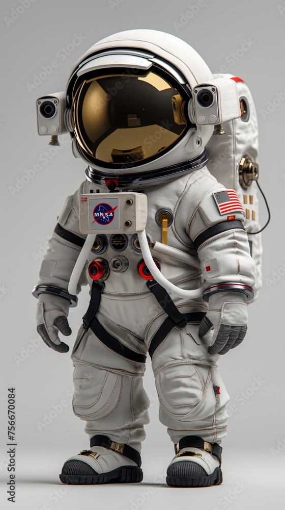 3D character astronaut on a white background. Generative AI 3D character astronaut on a white background. Generative AI