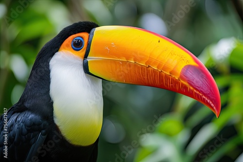 Close-Up Of A Colorful Toucan In The Jungle