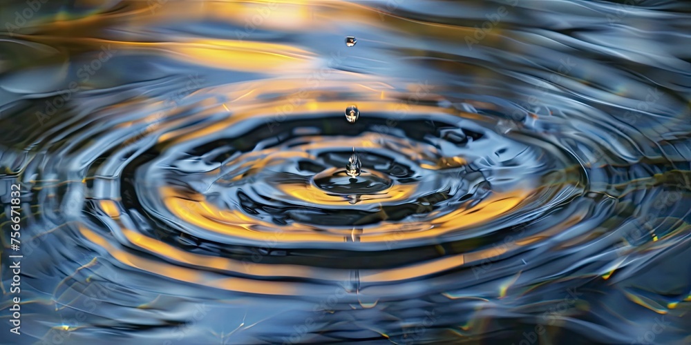 Visualize the ripple effect of one empowered act, as waves reach out, impacting numerous lives in clear waters.