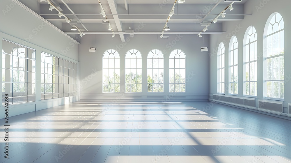Modern dance fitness classroom with lights and shades background Modern dance fitness classroom with lights and shades background