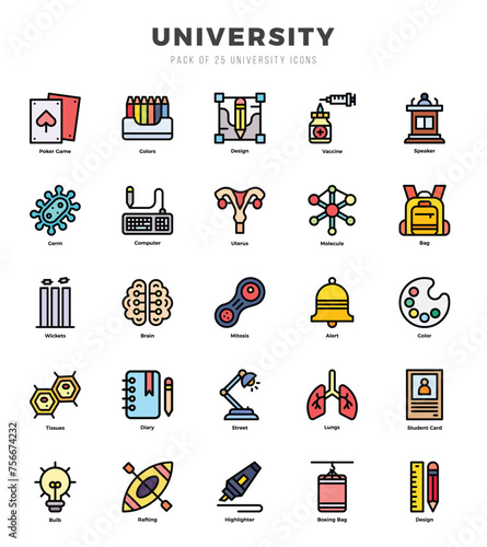 University elements. Lineal Color web icon set. Simple vector illustration.