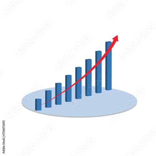 Εκτύπωση καμβά business bar chart in coordinate system vector cartoon illustration isolated on
