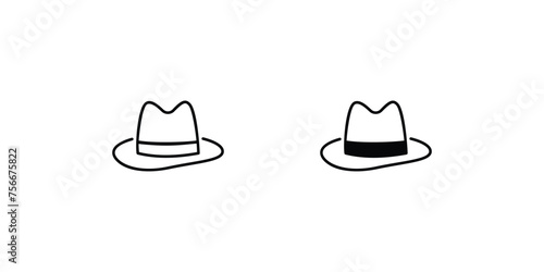 fedora hat icon with white background vector stock illustration