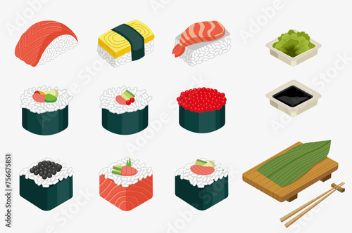 sushi japanese food vector set © Elizabeth