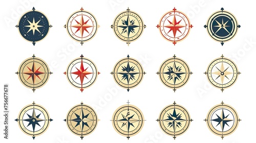 Magnetic old compass on world map. Travel, geography, history, navigation, tourism and exploration concept background. Retro compass on geography map. photo