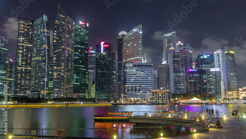 Photography Business Financial Downtown City and Skyscrapers Tower Building at Marina Bay ni