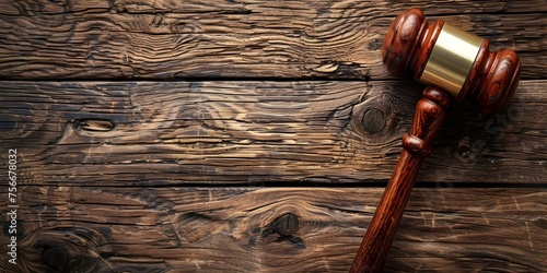 Ideal for legal or justice themes: Wooden gavel on the table. Concept Legal, Justice, Gavel, Hammer, Wooden