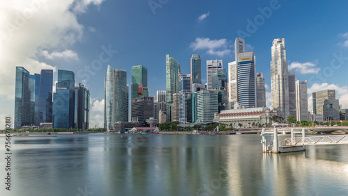 Business Financial Downtown City and Skyscrapers Tower Building at Marina Bay timelapse hyperlapse, Singapore, © neiezhmakov