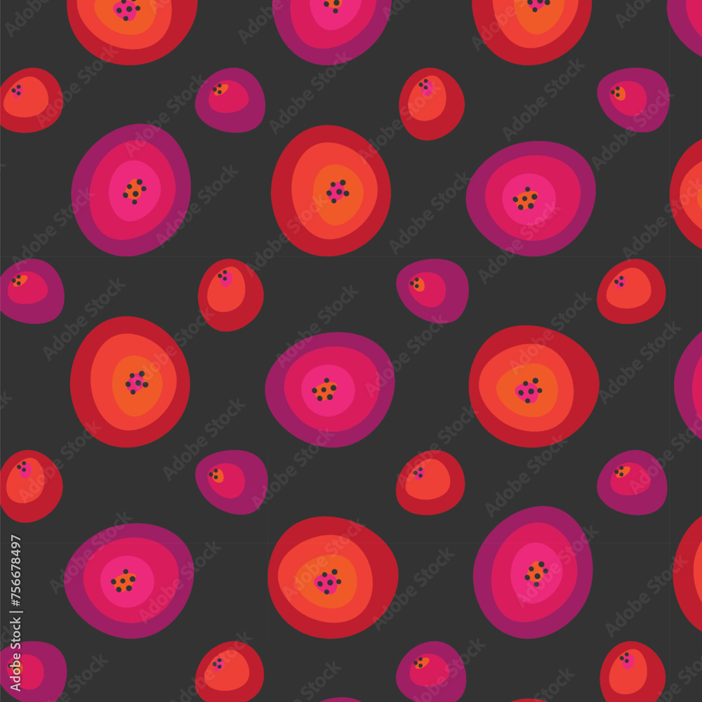 Flowers spring and summer seamless pattern on dark background