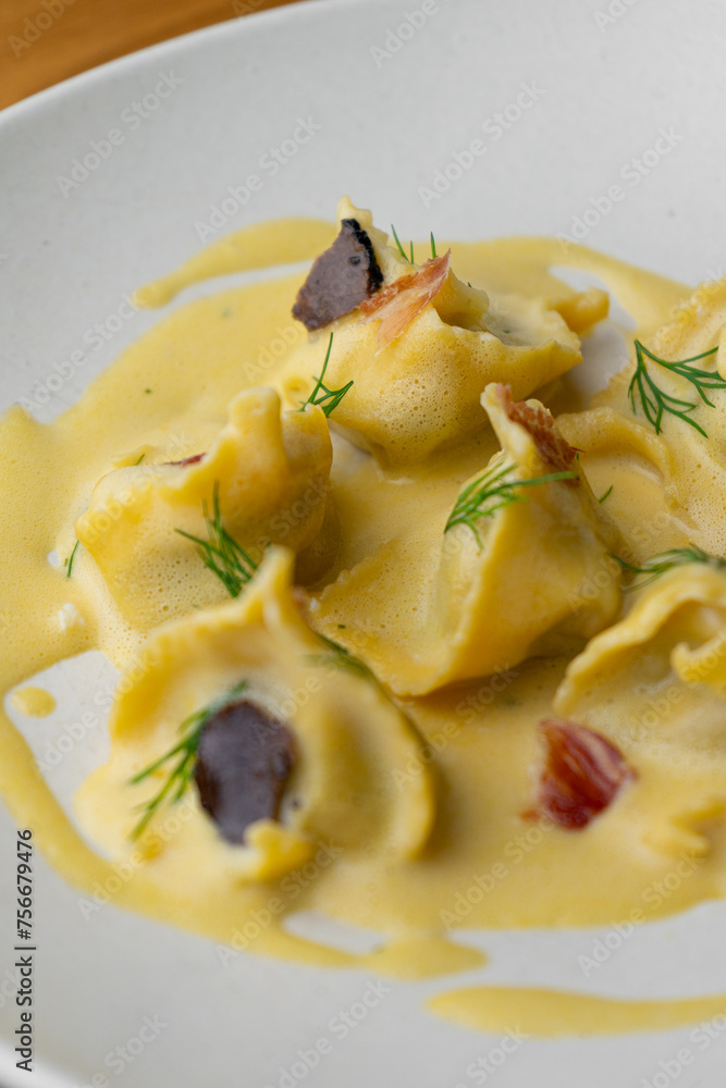 Ravioli in creamy sauce with truffle Ravioli in creamy sauce with truffle